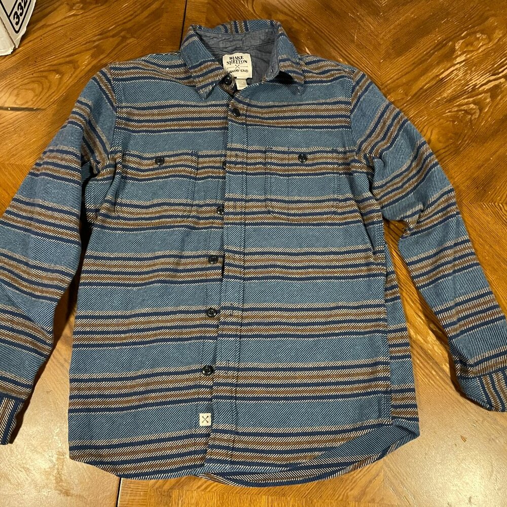 Lands End Blake Shelton Shirt Mens Plaid Flannel Long Sleeve Button-Up: Size S